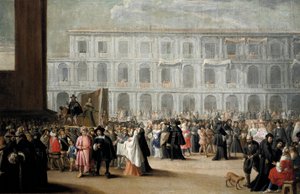 ヴェネツィア、サンマルコ広場のカーニバル 作： Venetian School