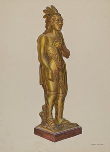 彫刻が施された木製のインディアン 作： Verna Tallman