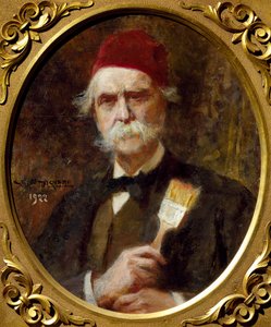 ヴェスパシアーノ・ビニャーミ（1841-1929）の自画像、油彩、キャンバス、55x62cm 作： Vespasiano Bignami