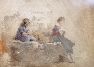 二人の若い女性 作： Vespasiano Bignami