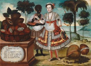 彼女の黒い奴隷を持つ高貴な女性、1783年頃（キャンバスに油彩） 作： Vicente Alban