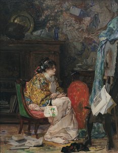アーティストスタジオのモデル 作： Vicente Palmaroli y Gónzalez