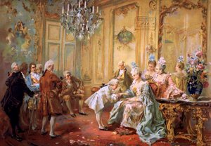 モーツァルトとポンパドゥール夫人、1900年頃（クロモ） 作： Vicente de (after) Paredes