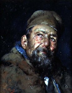 物思いにふけるイタリア人（油彩・キャンバス 作： Vicenzo Irolli