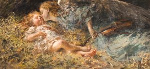 音楽家の天使 ヴィンチェンツォ・イローリ（1860-1949）の絵画 1900年 個人蔵