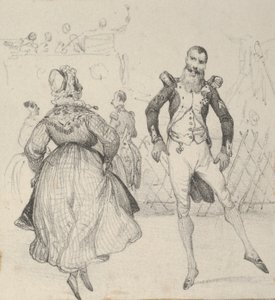 兵士と踊る女性、19 世紀半ば。 作： Victor Adam