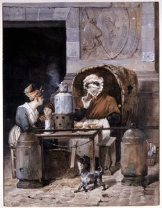 街角のカフェ商人 - by Adam, v.1850 作： Victor Adam