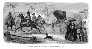 キャリッジ、ハバナ、キューバ、1859年。 作： Victor Adam