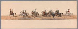 1836年、ユトレヒト大学の200周年記念の歴史的な行進（プレート2） 1600 年 7 月 3 日、ニーウポールトでの勝利の翌日、オステンデへのオランダ軍の進軍。 H H Studentの衣装パフォーマンスによる 作： Victor Adam