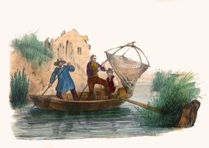 La Peche. ヴィクトル・アダムが描いた「グロテスク・アルバム、傑出したタイプの選択」の中で、1850年頃にパリで制作された。 作： Victor Adam