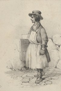 エプロンと帽子をかぶった男性、19 世紀半ば。 作： Victor Adam