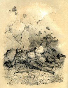 778年、ピレネー山脈のロンセヴォーの谷で、ブルターニュ進軍の伯爵ロランがヴァスコン（バスク人）の一隊に襲われ、戦死した。ヴィクトール・アダム（1801-1866）が、中世中期にアルダン兄弟によって出版された『中世のフランス』の中で描いたエングレーヴィング。 作： Victor Adam