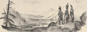 風景の中の 3 人の兵士、19 世紀半ば。 作： Victor Adam