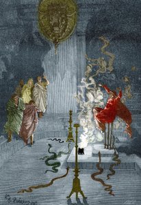 古代ギリシャ：「古代ギリシャのアポロ神殿の巫女ピティアの表現」ルイ・フィギエによる「科学の神秘」からの彫刻、個人コレクション 作： Victor Armand Poirson