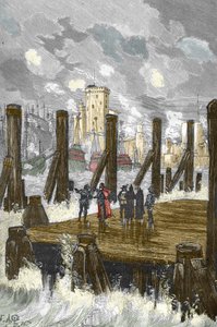 Siege de la Rochelle（1627-1628）：「「リシュリュー枢機卿（1585-1642）は、ラ・ロシェルのダムで、都市の包囲中に、1628年10月にプロテスタント軍の軍隊を配置しました」-リシュリュー枢機卿 1628 年 10 月のラ ロシェル包囲戦で) Engravi