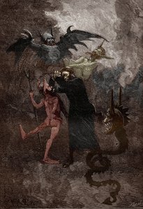 1630 年頃の Loudun (Loudun の悪魔) の所有者の事件: イエズス会の司祭 Jean-Joseph (Jean Joseph) Surin (1600-1665) によって悪魔 Isaacarum (Isacaron) が狩られる (イエズス会の司祭 Surin と悪魔 Isaacarum の間の戦い、の出来事をたどる 作： Victor Armand Poirson
