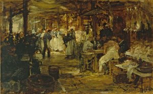マドレーヌのマルシェ、1890年頃（木に油彩） 作： Victor Gabriel Gilbert