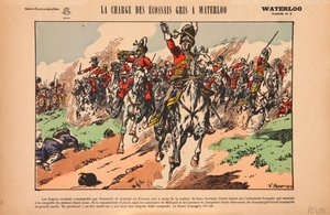 ウォータールーの戦い、1920年頃のロイヤルスコッツグレイの突撃 作： Victor Huen
