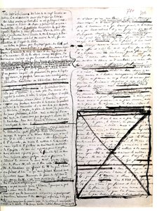 ユゴー作「レ・ミゼラブル」の自筆ページ。1845-1861年（文書（書簡） 作： Victor Hugo