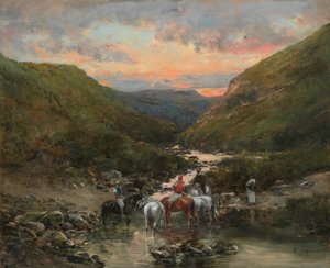 1890年1900年、ビスクラ近くの峡谷。 作： Victor Huguet