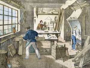 ジャンソンのリトグラフ「大工」。19世紀 作： Victor Janson