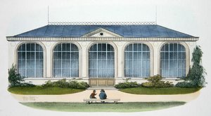 ベロンブル（ブルゴーニュ地方）のオランジュリーのイラスト（1895年頃、パリで出版された「Habitations Champetres」より）（クロモリト