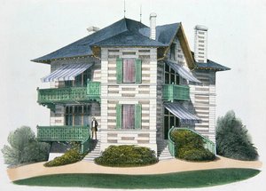 エトレタの家（1895年頃、パリで出版された「シャンペトルの住居」の挿絵）（クロモリト 作： Victor Jean Baptiste (after) Petit