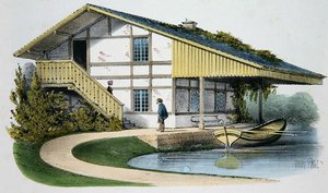 ガラス職人のシャレー（1895年頃、パリで出版された「Habitations Champetres」からのイラスト）（クロモリト 作： Victor Jean Baptiste (after) Petit