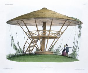 1855年頃、ベケブラザーズによって彫刻された「ハビタシオンシャンペトル」のロビンソンパラソル、ブルゴーニュ公園、ラモット公園 作： Victor Jean Baptiste Petit