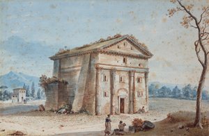 アッピア街道のローマの田園地帯にあるローマ時代の墓 (図面) 作： Victor Jean Nicolle