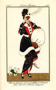 ジベリンとオコジョでトリミングされたドレスを着た女性 作： Victor Lhuer