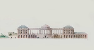 Chateau du Bouilh、Saint Andre de Cubzac、Aquitaine、c.1787（ペン、インク、トイレ）の最初のデザイン 作： Victor Louis