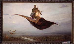 空飛ぶじゅうたんに乗る - ヴィクトル・ミハイロヴィッチ・ヴァスネツォフ (1848-1926) 作、キャンバスに油彩 作： Victor Mikhailovich Vasnetsov