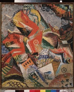 赤いジャンパーで構成。 ヴィクトル (ヴィクター) ニカンドロヴィッチ パルモフ (1888-1929) の絵画、キャンバスに油彩 作： Victor Nikandrovich Palmov