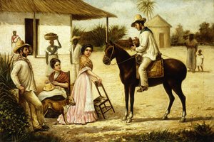 納屋のドアで農民の家族。ポトレロの扉にあるグアヒロスの家族、1880年頃 作： Victor Patricio Landaluce