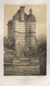 15 世紀の美しい建築物やモニュメント。 そしてXVI。 世紀: 15世紀と16世紀のフランスのシャトー 世紀: Pl. 76, Pavillon De Chaumont (Saône et Loire) 作： Victor Petit