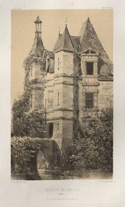 15 世紀の美しい建築物やモニュメント。 そしてXVI。 世紀: 15世紀と16世紀のフランスのシャトー: Pl. 78, Manoir de Belvau (Corrèze) 作： Victor Petit
