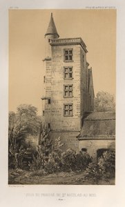 15 世紀の美しい建築物やモニュメント。 そしてXVI。 世紀: 15 世紀と 16 世紀のフランスの城 世紀: Pl. 44、サン ニコラ オー ボワ (エーヌ) の修道院の塔 作： Victor Petit
