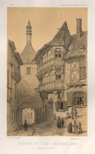 15 世紀の美しい建築物やモニュメント。 そしてXVI。 世紀: 15 世紀と 16 世紀のシャトー・ド・フランス 世紀: Pl. 5、ブルボン・ランシー (ソーヌ・エ・ロワール) の木造住宅 作： Victor Petit
