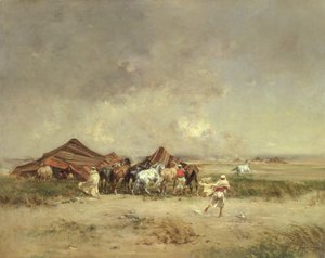 アラブ野営地、1872 作： Victor Pierre Huguet