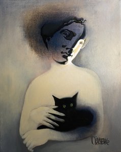 謎めいた存在、黒猫 作： Victor Tkachenko