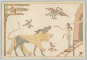 ライオンの皮をまとったお尻、イソップ物語の挿絵