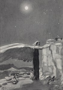 ミハイル・レールモントフの詩「悪魔」の挿絵、1913-1914年 作： Viktor Dmitrievich Zamiraylo