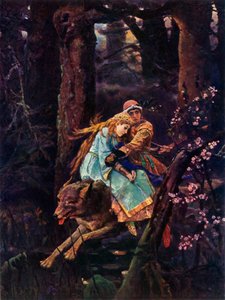 灰色オオカミのイヴァン・ツァレビッチ、1887年、1965年。 作： Viktor Mikhaylovich Vasnetsov