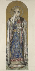 聖オルガ、キエフの王女キエフの聖ウラジミール大聖堂でのフレスコ画の研究、1884年から1889年 作： Viktor Mikhaylovich Vasnetsov
