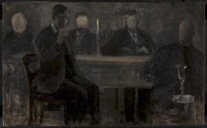 5 つの肖像画。 ストックホルムのティエルスカ・ギャラリーで絵画を学ぶ 作： Vilhelm Hammershøi