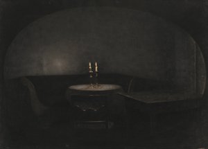 インテリア。 人工光 作： Vilhelm Hammershøi