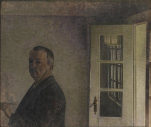 自画像。 コペンハーゲンの北、ソルゲンフリにあるコテージ Spurveskjul 作： Vilhelm Hammershøi
