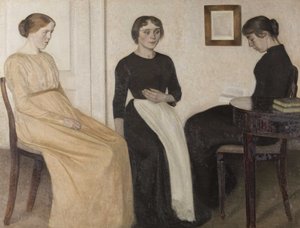 3人の若い女性、1888年。 作： Vilhelm Hammershøi