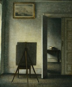 アーティストのイーゼルのあるインテリア、 作： Vilhelm Hammershoi